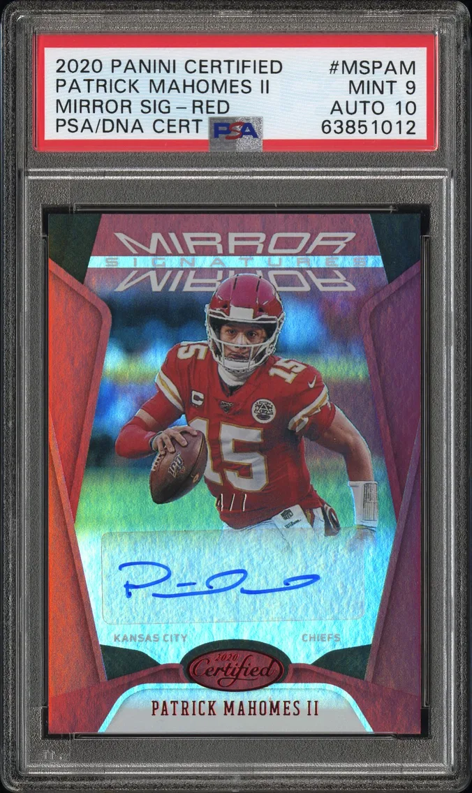 2020 #MSPAM Patrick Mahomes II PSA 9 Panini Certified Mirror Signatures