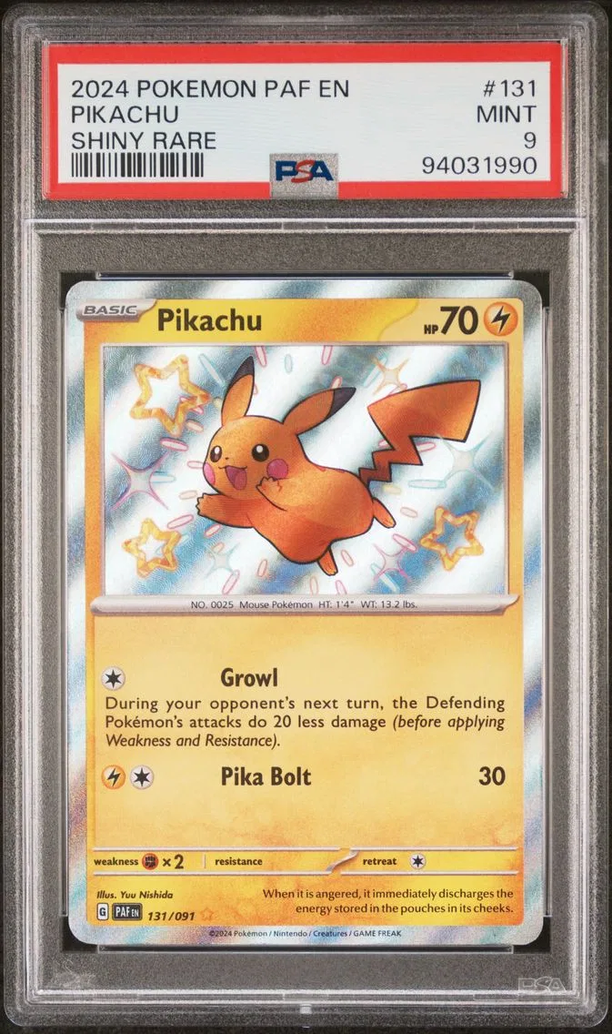 2024 #131 PIKACHU PSA 9 POKEMON PAF EN-PALDEAN FATES | SHINY RARE