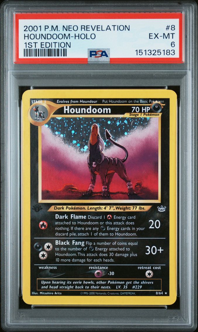2001 #8 Houndoom-Holo 1st Edition PSA 6 Neo Revelation