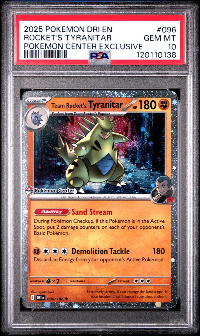2025 #096 Team Rocket's Tyranitar PSA 10 Dri EN-Destined Rivals Pokemon