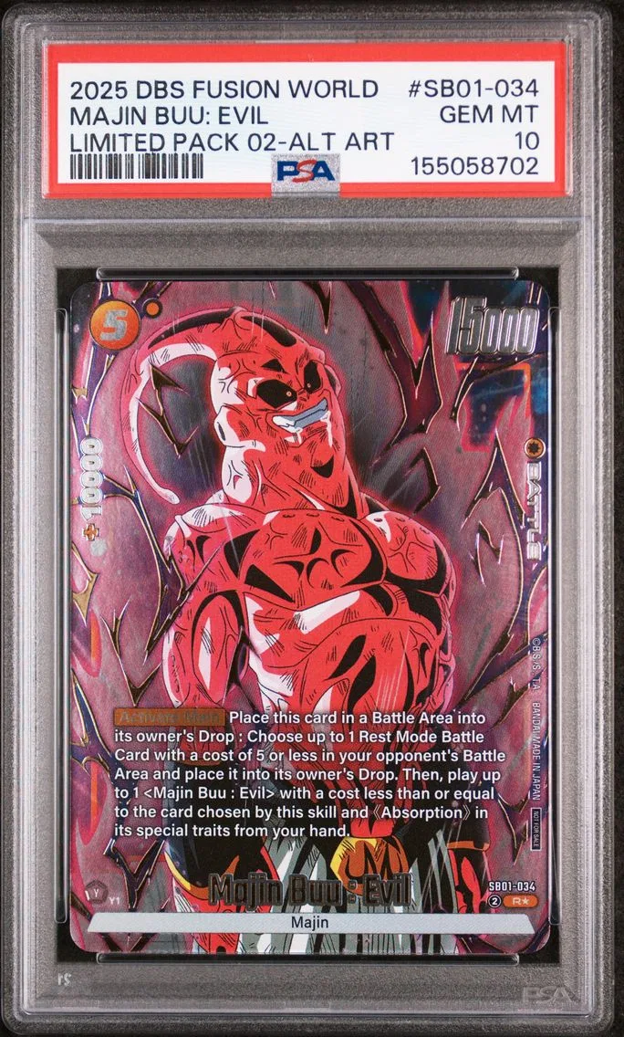 2025 #SB01-034 Majin Buu: Evil PSA 10 Dragon Ball Super Card Game Fusion World Limited Pack 02