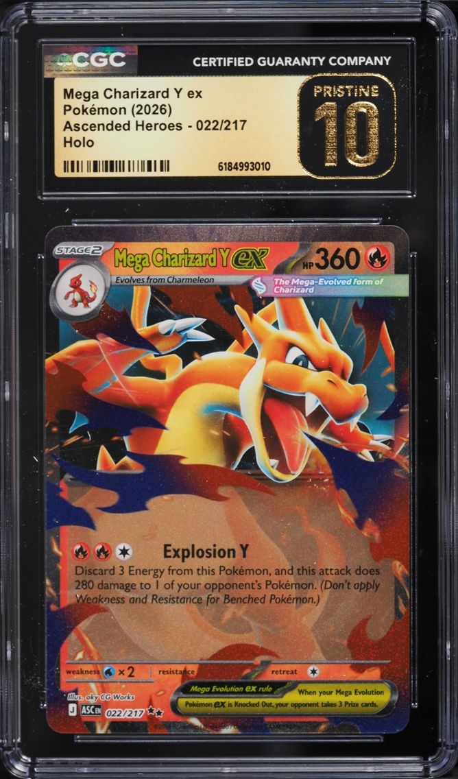2026 #22 Mega Charizard Y ex CGC 10 Pokemon Mega Evolution Ascended Heroes Holo