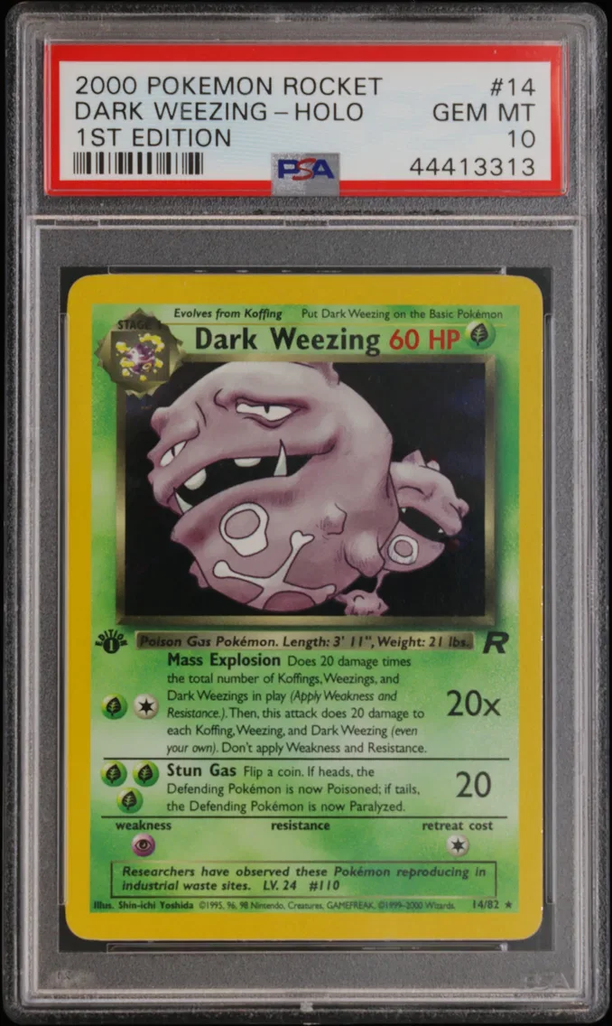 2000 #14 Dark Weezing-Holo 1st Edition PSA 10 Rocket