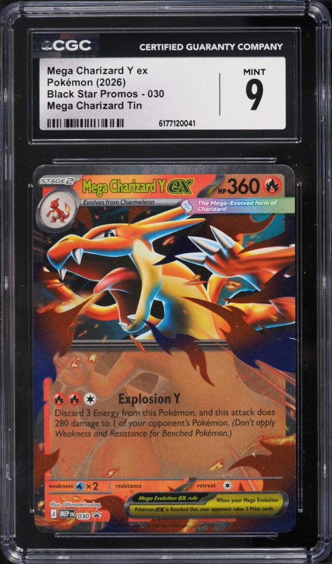 2026 Pokemon Mega Evolution Black Star Promo Tin Mega Charizard Y Ex #30 CGC 9 MINT