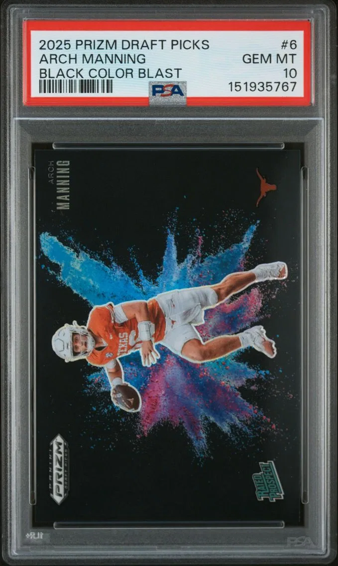 2025 #6 Arch Manning PSA 10 Panini Prizm Draft Picks Black Color Blast