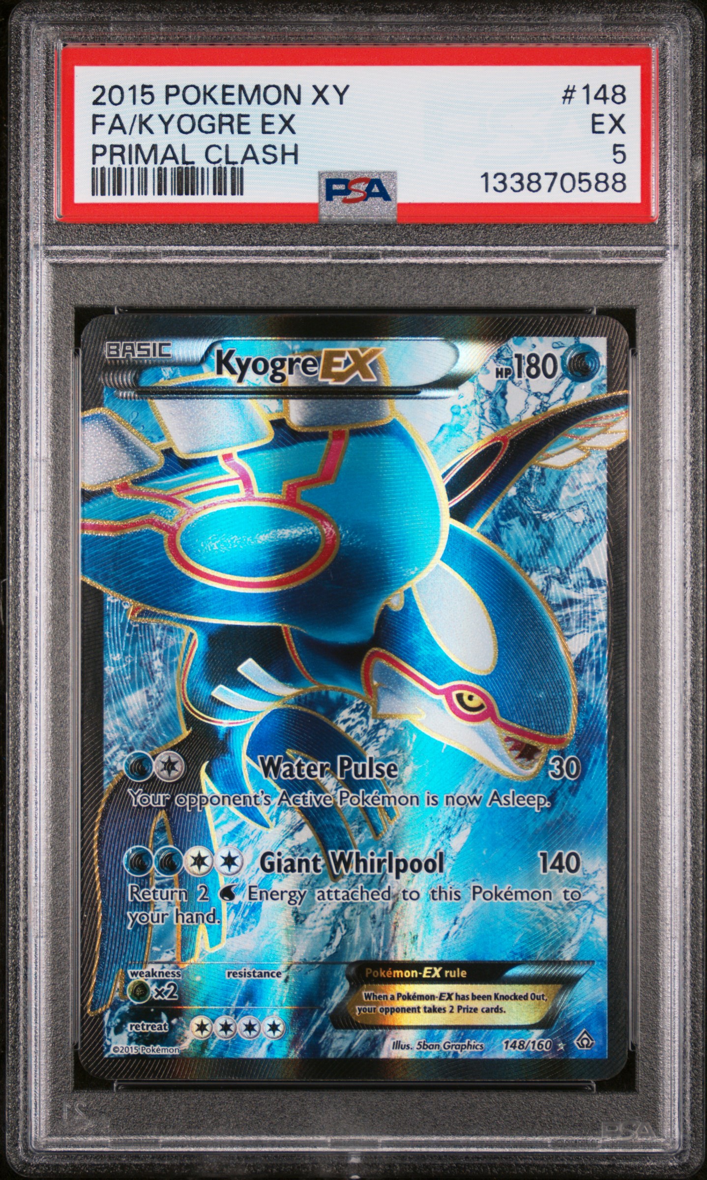 2015 #148 Full Art/Kyogre Ex PSA 5 Xy Primal Clash