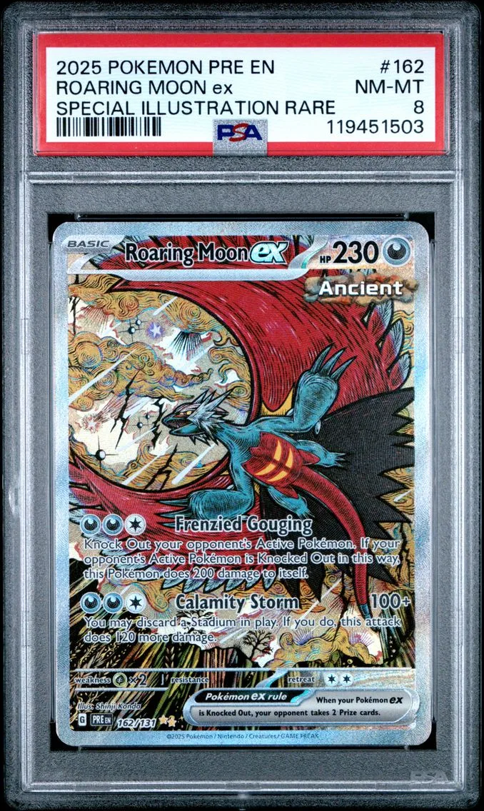 2025 #162 Roaring Moon EX PSA 8 Pre EN-Prismatic Evolutions Pokemon