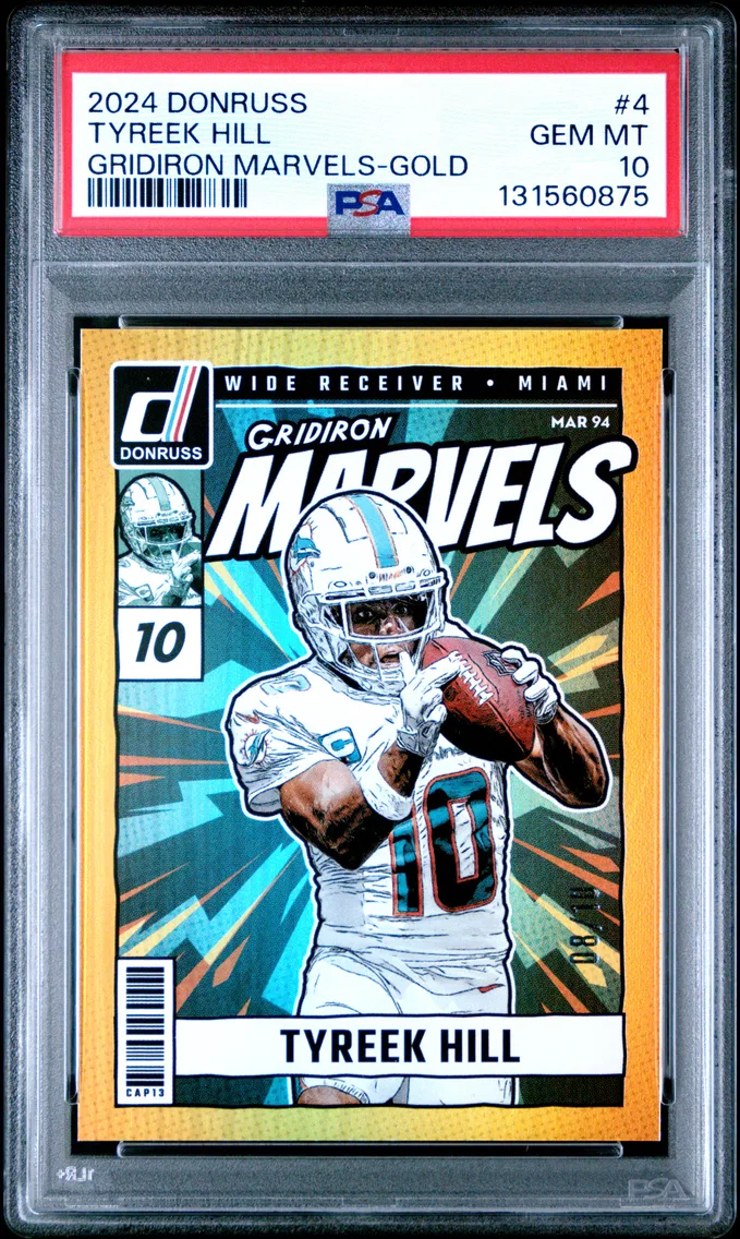 2024 #4 Tyreek Hill PSA 10 Panini Donruss Gridiron Marvels