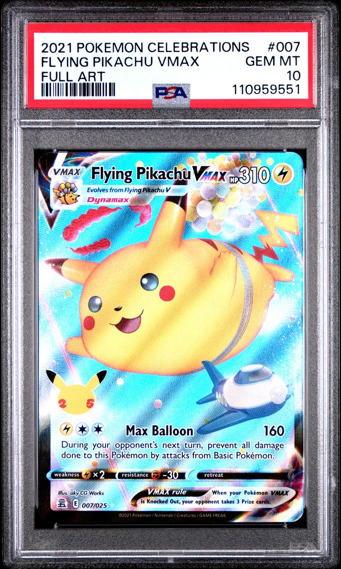 2021 #007 Full Art/Flying Pikachu Vmax PSA 10 Celebrations Pokemon