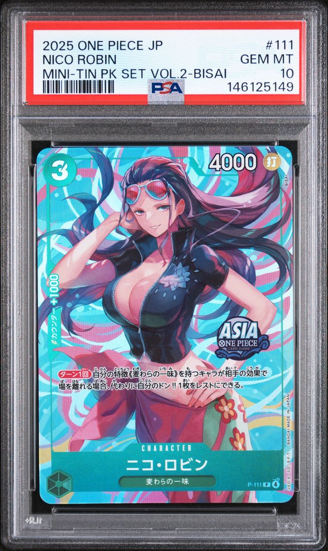2025 #111 Nico Robin PSA 10 One Piece Japanese Mini-Tin Pack Set Vol.2