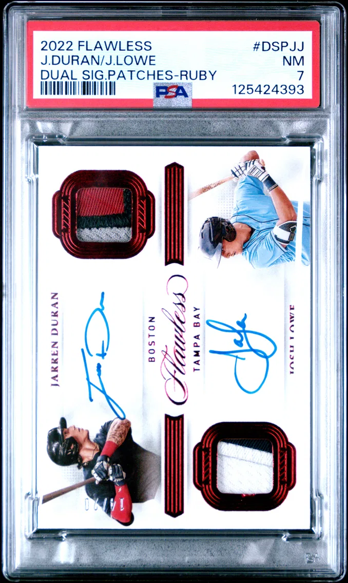 2022 #DSPJJ Jarren Duran/Josh Lowe PSA 7 Panini Flawless Dual Signature Patches