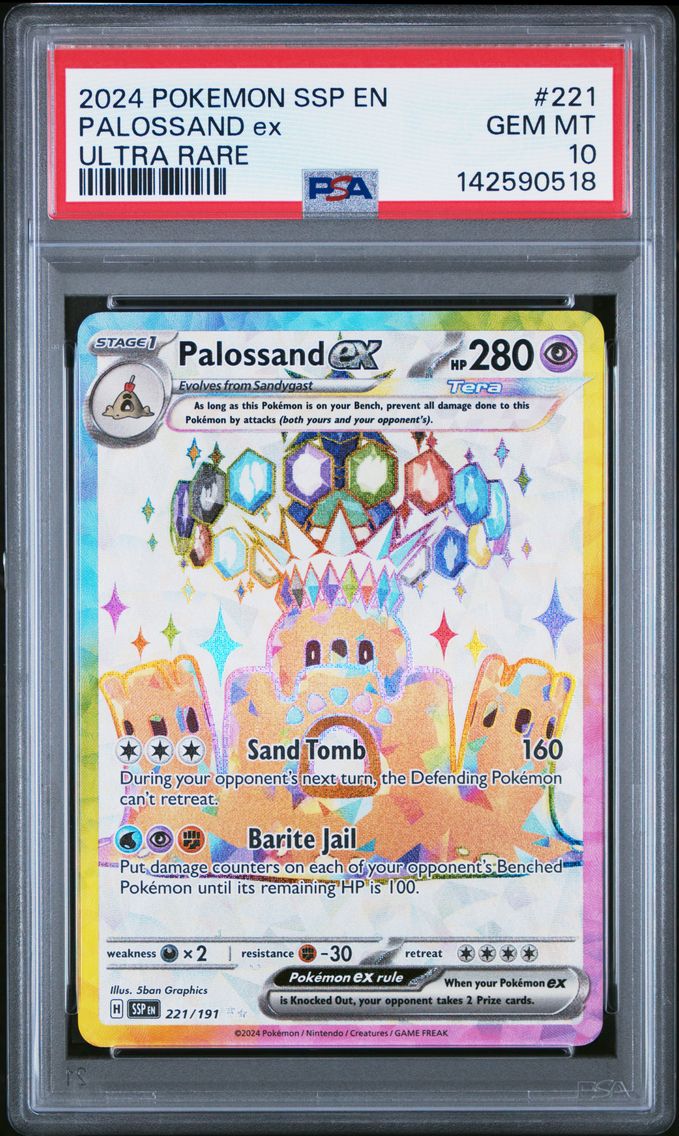 2024 #221 Palossand EX PSA 10 Ssp EN-Surging Sparks Pokemon