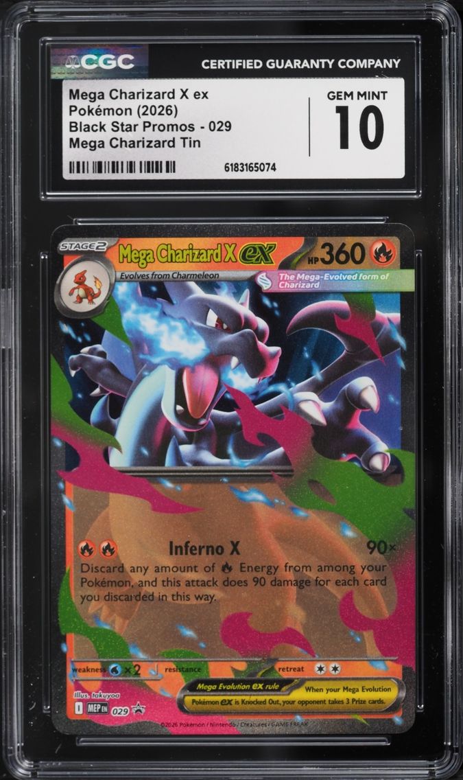 2026 Pokemon Mega Evolution Promo Tin Mega Charizard X ex #29 CGC 10 GEM MINT