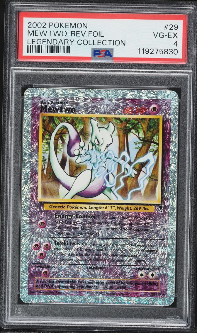 2002 #29 Mewtwo-Reverse Foil PSA 4 Legendary Collection Pokemon