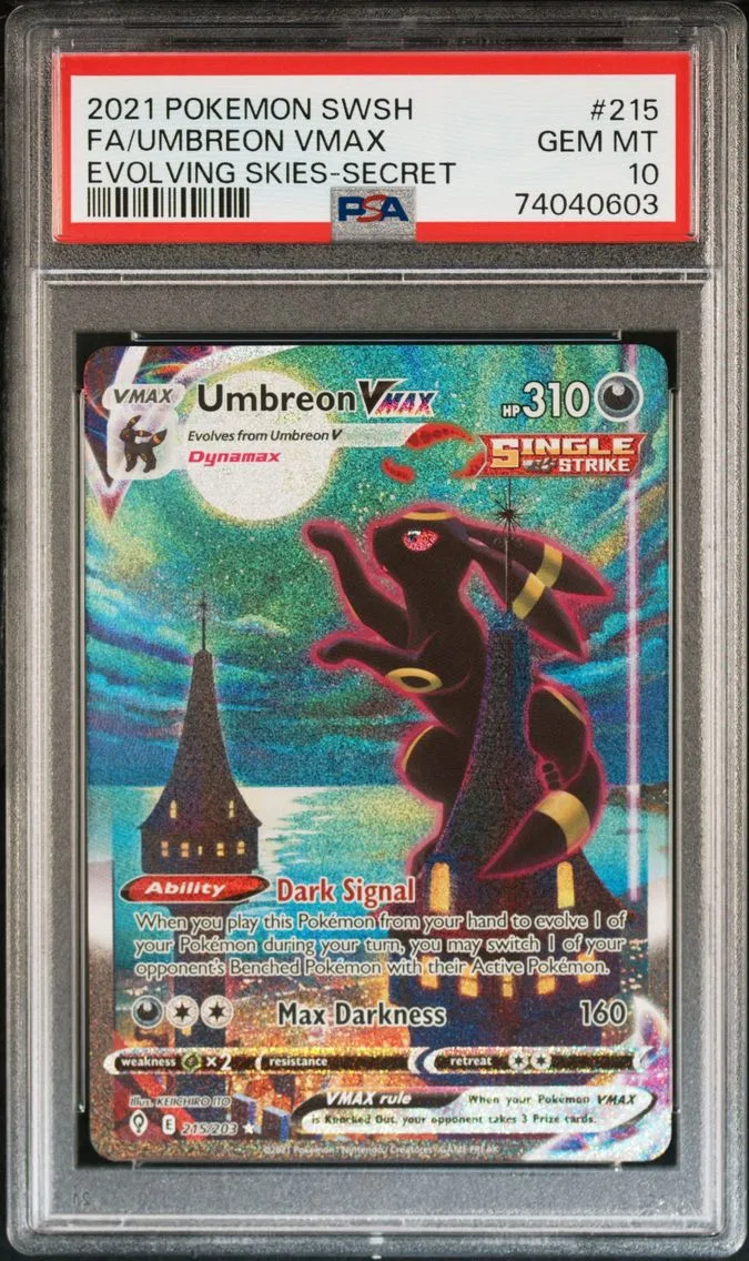 2021 #215 Full Art/Umbreon Vmax Secret PSA 10 Sword & Shield Evolving Skies Pokemon