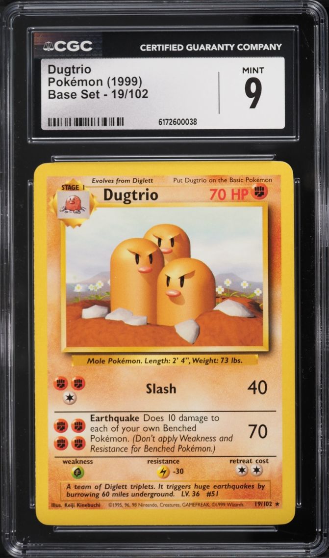 1999 Pokemon Base Set Dugtrio #19 CGC 9 MINT
