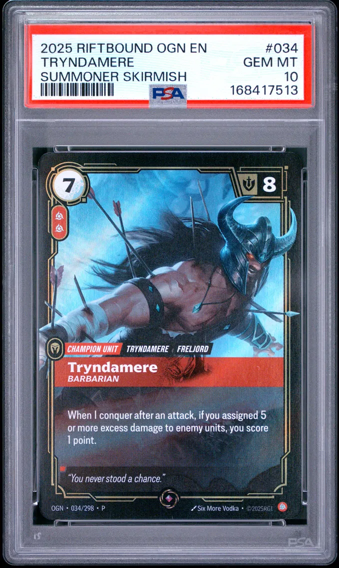 2025 #034 Tryndamere - Barbarian PSA 10 Riftbound: League of Legends Ogn-Origins