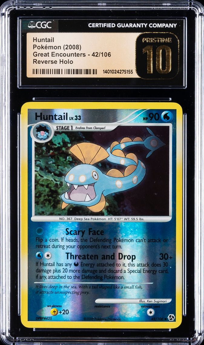 2008 #42 Huntail CGC 10 Perfect Pokemon | Great Encounters,  Reverse Holo
