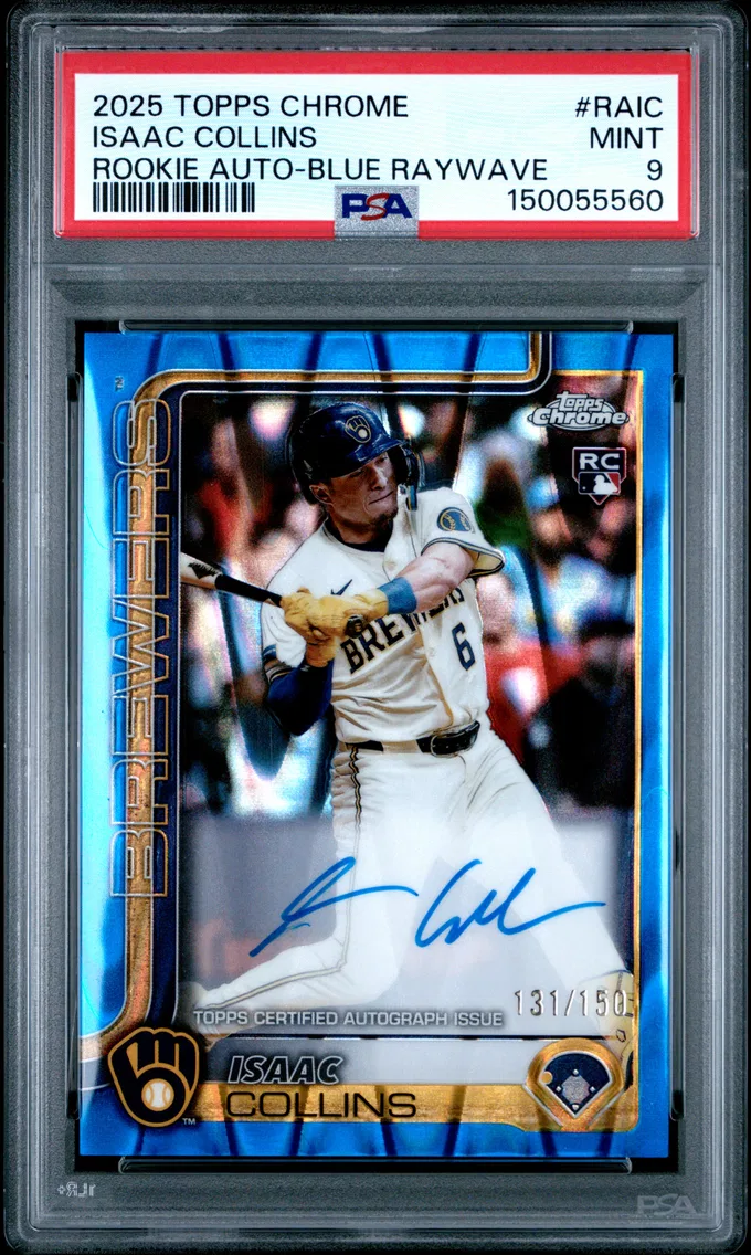 2025 #RAIC ISAAC COLLINS PSA 9 Topps Chrome Rookie Autographs