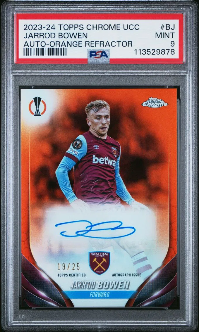 2023 #BJ Jarrod Bowen PSA 9 Topps Chrome UEFA Club Competitions Chrome Autographs