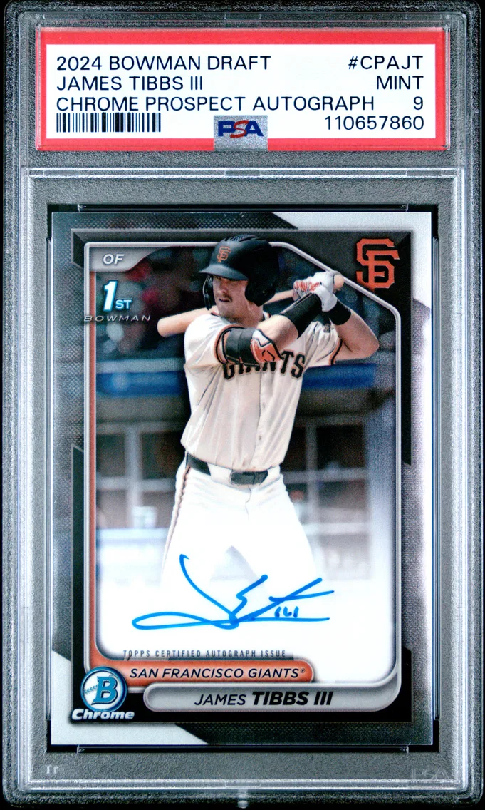 2024 #CPAJT James Tibbs III PSA 9 Bowman Draft Chrome Prospect Autographs
