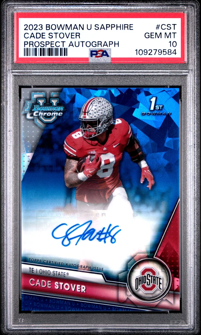 2023 #CST Cade Stover PSA 10 Bowman University Chrome Sapphire Prospect Autograph