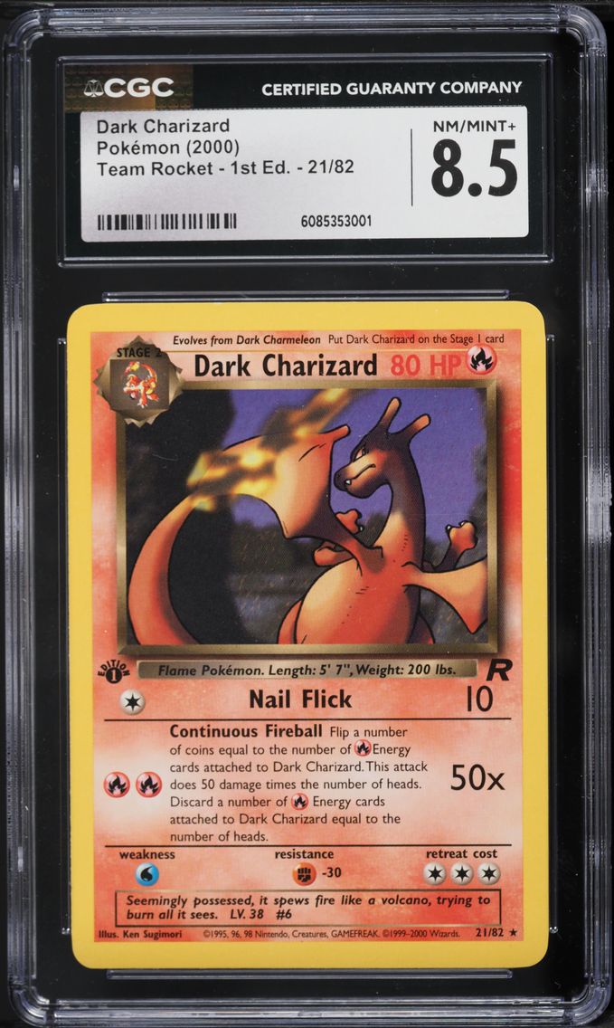 2000 #21 Dark Charizard 1st Edition CGC 8.5 Rocket Pokemon
