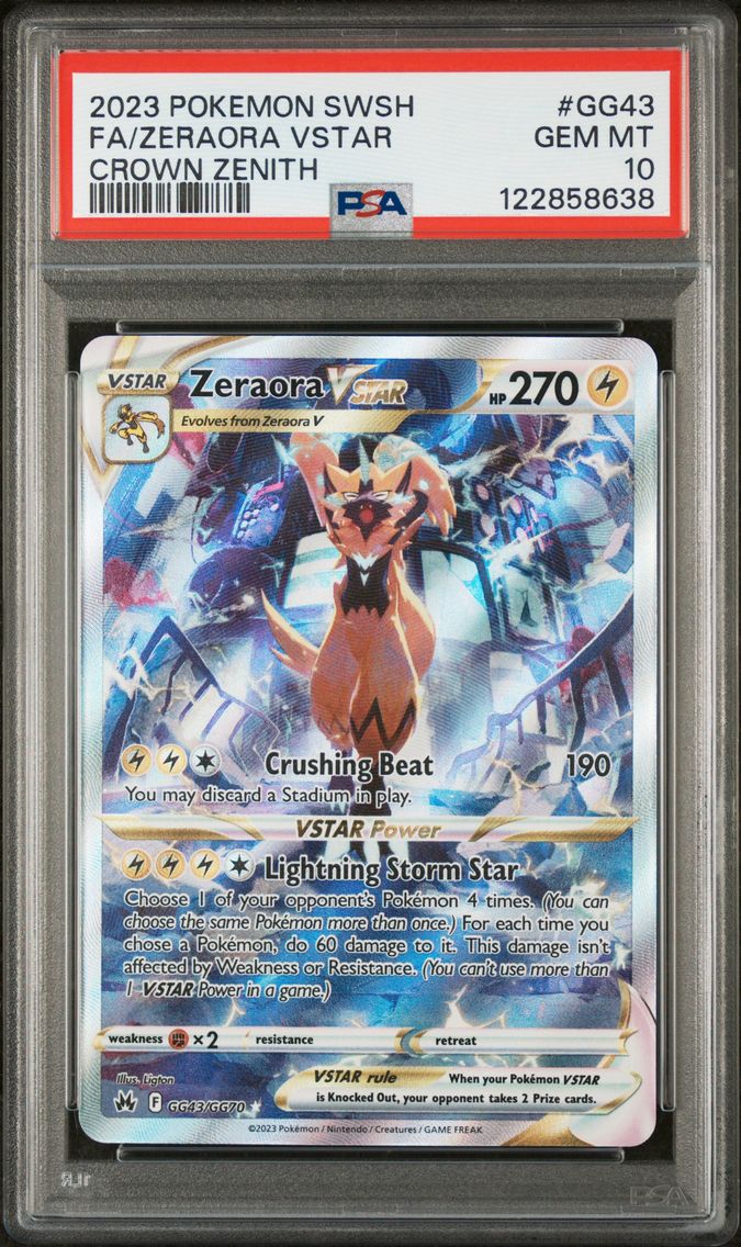 2023 #GG43 Full Art/Zeraora Vstar PSA 10 Sword and Shield Crown Zenith