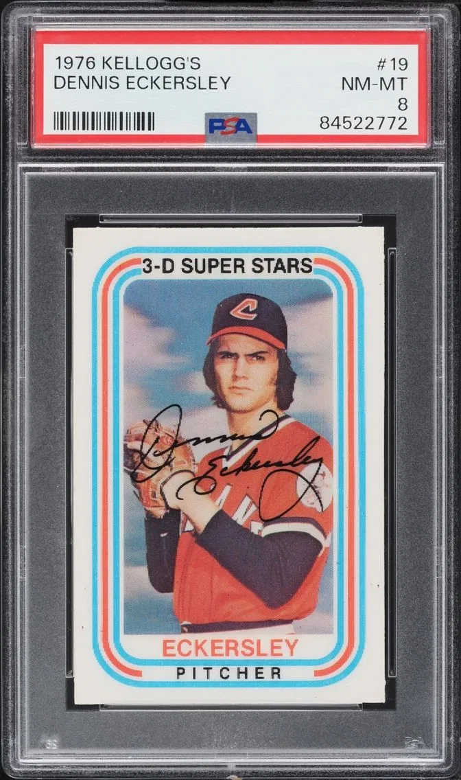1976 #19 Dennis Eckersley PSA 8 Kellogg's ROOKIE