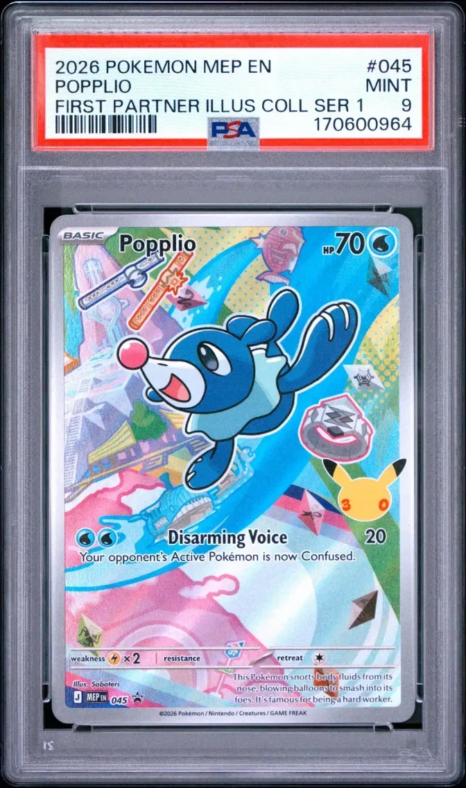 2026 Pokemon Mep EN-Me Black Star Promo Popplio Mep EN-Me Black Star Promo #045 PSA 9