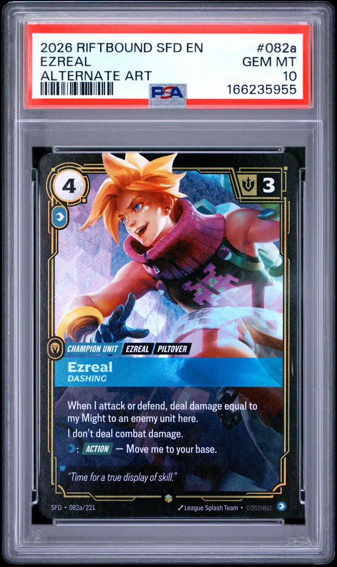 2026 #082a Ezreal - Dashing PSA 10 Riftbound: League of Legends Sfd-Spiritforged