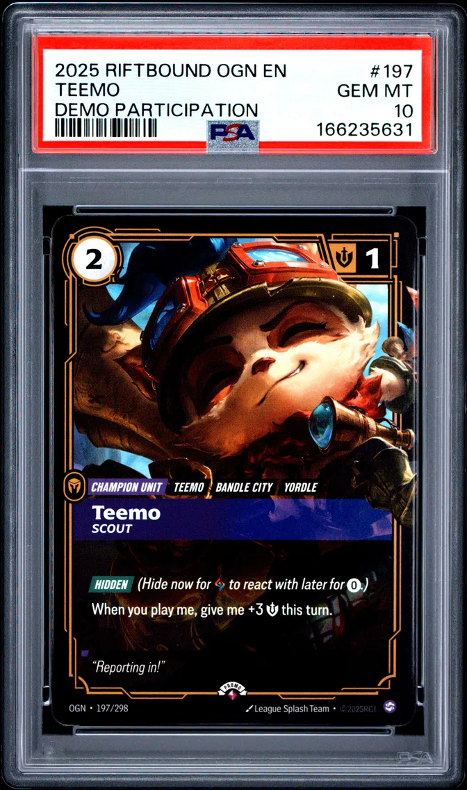 2025 #197 Teemo - Scout PSA 10 Riftbound: League of Legends Ogn-Origins