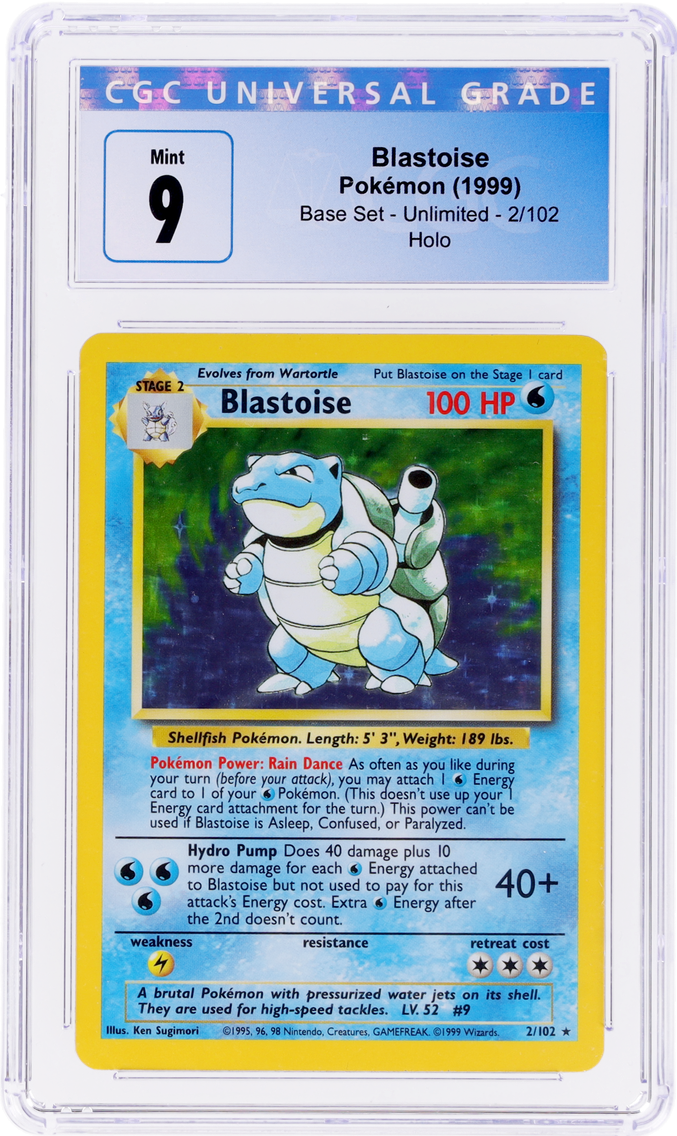 1999 #2 BASE SET HOLO BLASTOISE CGC 9 POKEMON