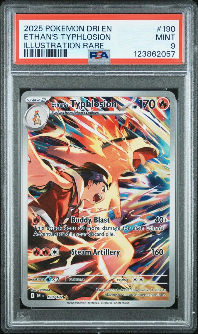2025 #190 Ethan's Typhlosion PSA 9 Dri EN-Destined Rivals Pokemon