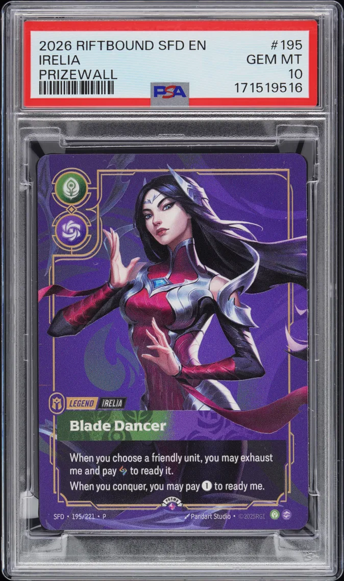 2026 #195 Irelia - Blade Dancer PSA 10 Riftbound: League of Legends Sfd-Spiritforged Plated Legends