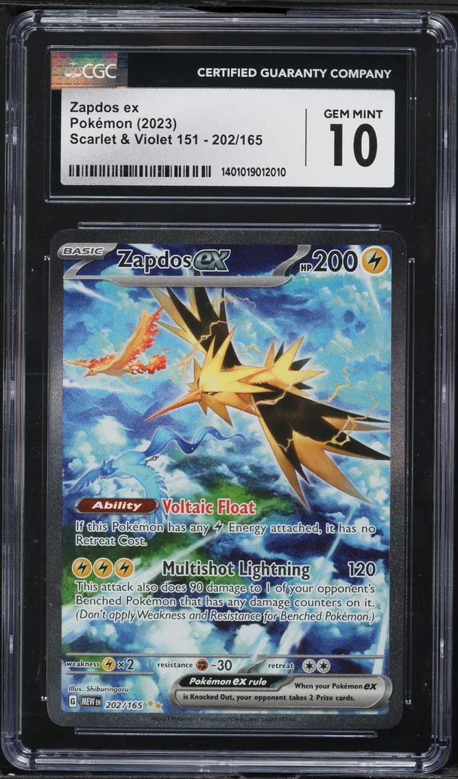 2023 #202 Zapdos EX CGC 10 Mew EN-151 Pokemon