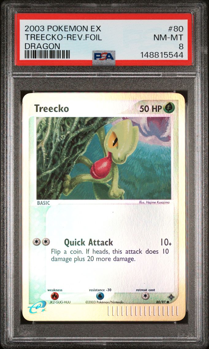 2003 #80 Treecko-Reverse Foil PSA 8 EX Dragon