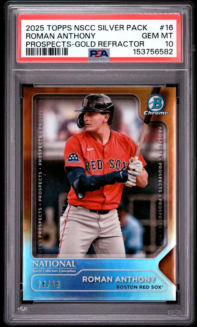 2025 #16 Roman Anthony PSA 10 Topps National Sports Collectors Convention Silver Pack Prospects