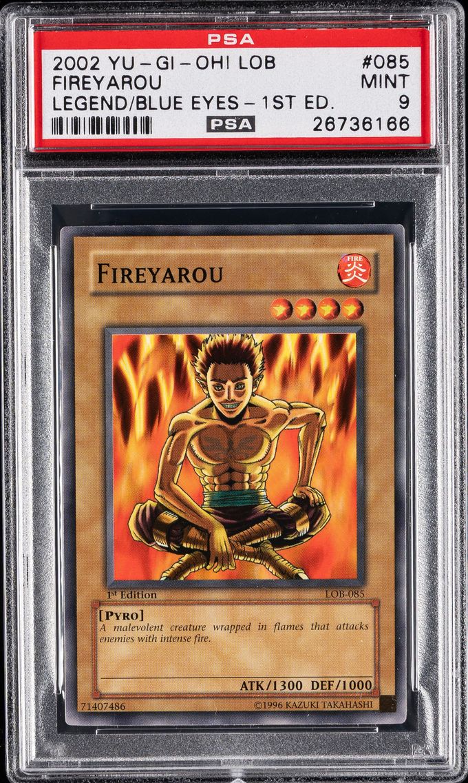 2002 #085 FIREYAROU PSA 9 YU-GI-OH! LOB-LEGEND OF BLUE EYES WHITE DRAGON | 1ST EDITION