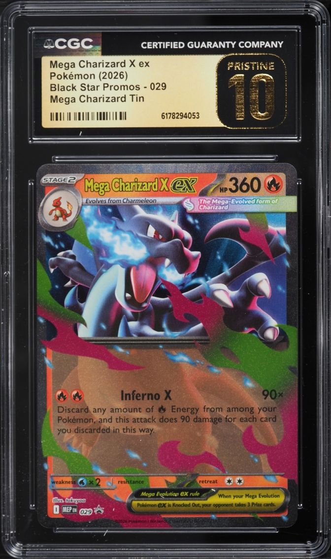 2026 Pokemon Mega Evolution Black Star Promo Tin Mega Charizard X EX #29 CGC 10 PRISTINE