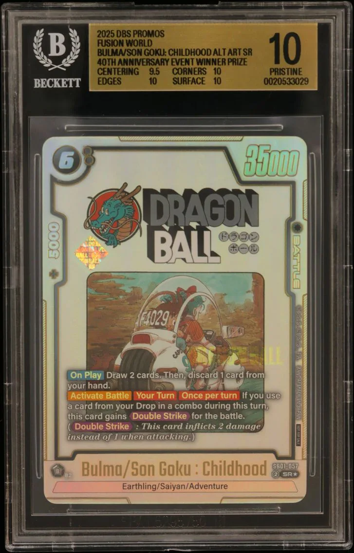 2025 #SB01057 Bulma/Son Goku : Childhood ALT ART SR/(40th Anniversary Event Winner Prize) BGS 10 Dragon Ball Super Card Game Fusion World Promos