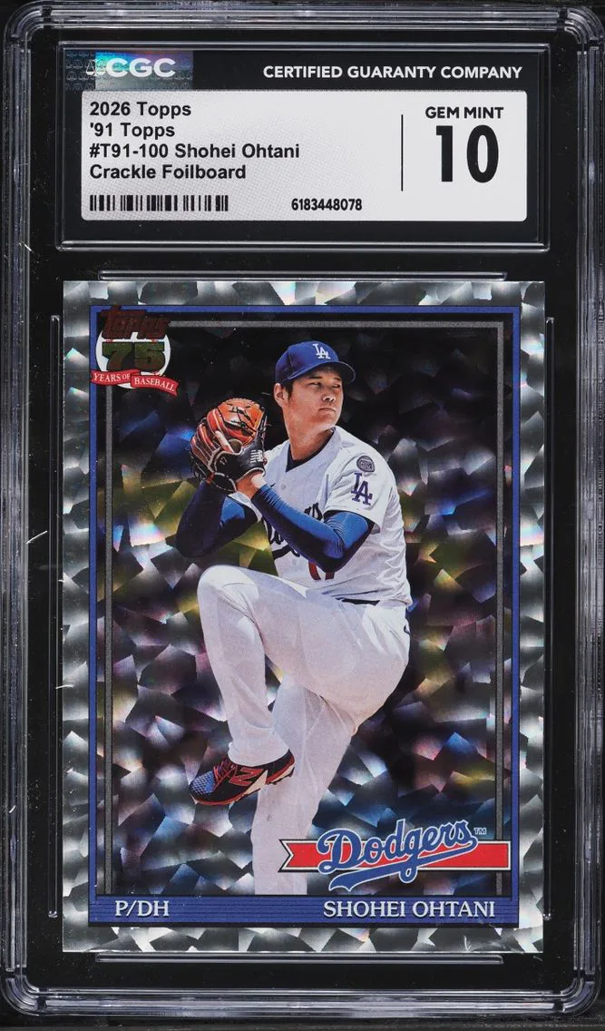 2026 #T91-100 Shohei Ohtani CGC 10 Topps '91 Crackle Foilboard