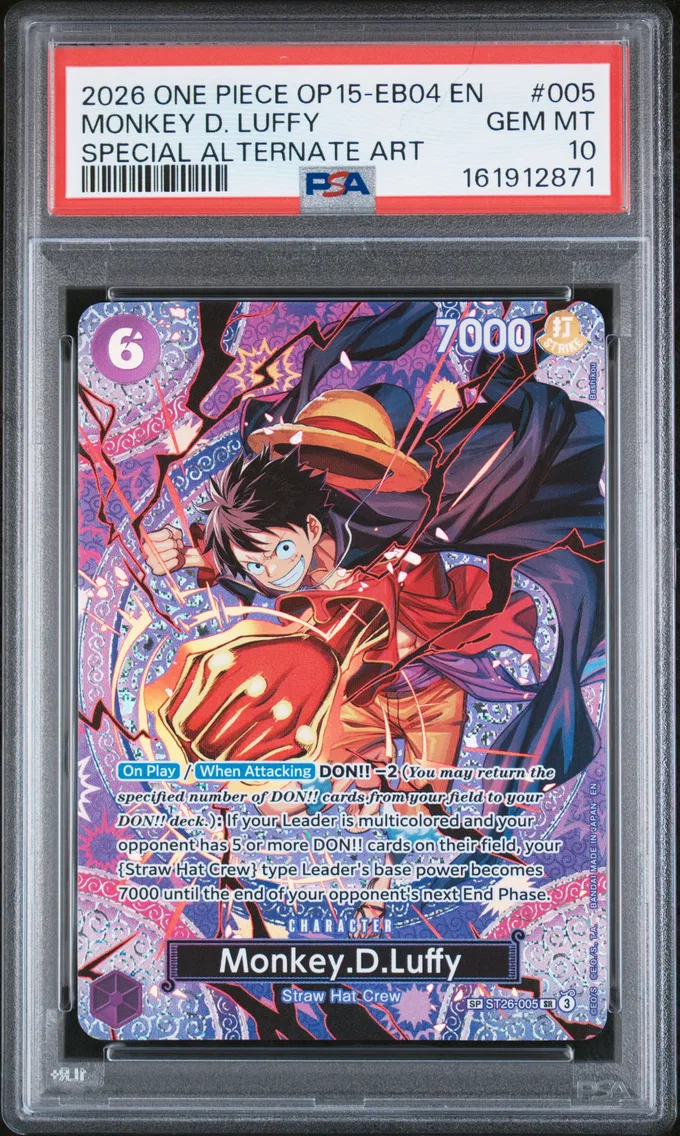 2026 #005 Monkey D. Luffy PSA 10 One Piece OP15-EB04-Adventure on Kami's Island