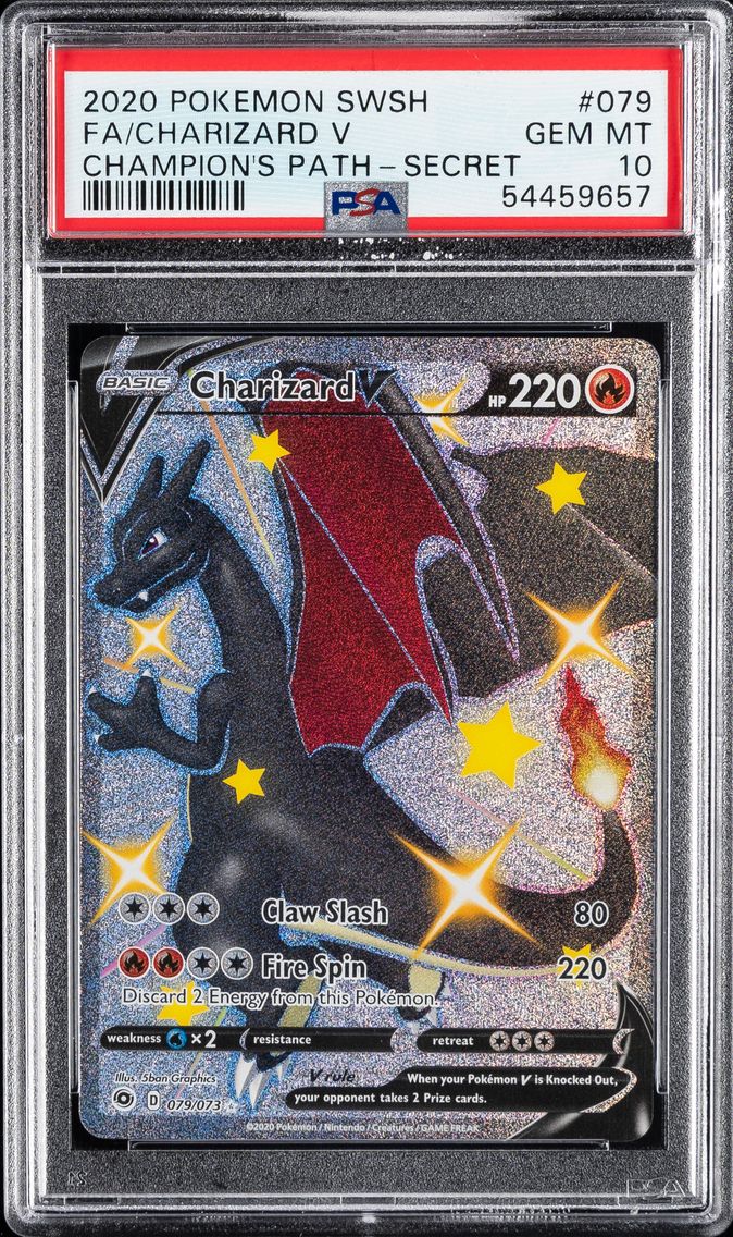 2020 #079 FULL ART/CHARIZARD V PSA 10 POKEMON SWORD & SHIELD CHAMPION'S PATH | SECRET