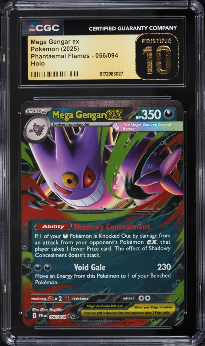 2025 Pokemon Mega Evolution Phantasmal Flames Holo Mega Gengar EX #56 CGC 10 PRISTINE