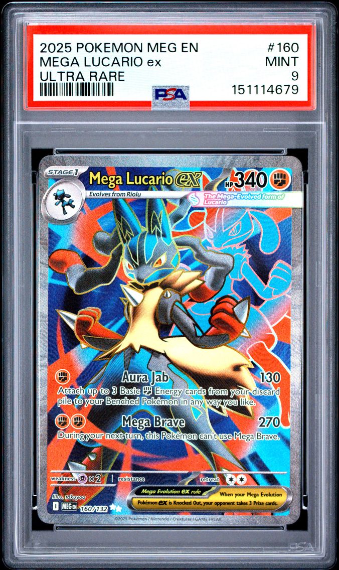 2025 #160 Mega Lucario EX PSA 9 Meg EN-Mega Evolution