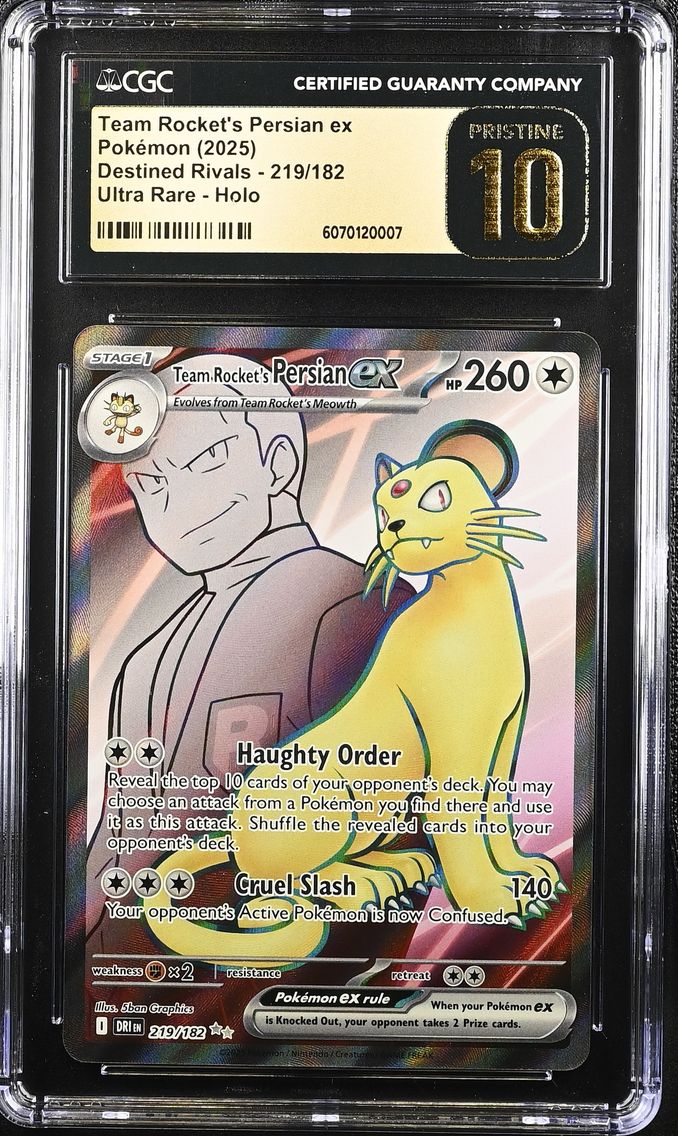 2025 #219 Team Rocket's Persian ex CGC 10 Pristine Destined Rivals - DRI EN - English