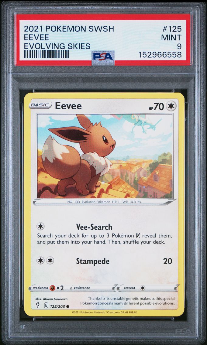 2021 #125 Eevee PSA 9 Sword & Shield Evolving Skies Pokemon