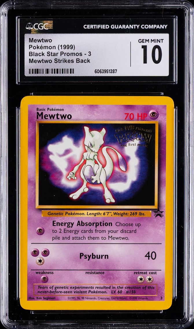 1999 #3 Mewtwo CGC 10 Game Movie Pokemon