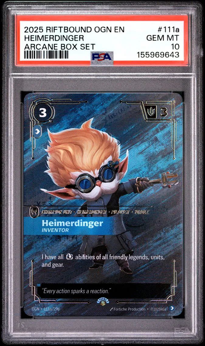 2025 #111a Heimerdinger - Inventor PSA 10 Riftbound: League of Legends Ogn-Origins